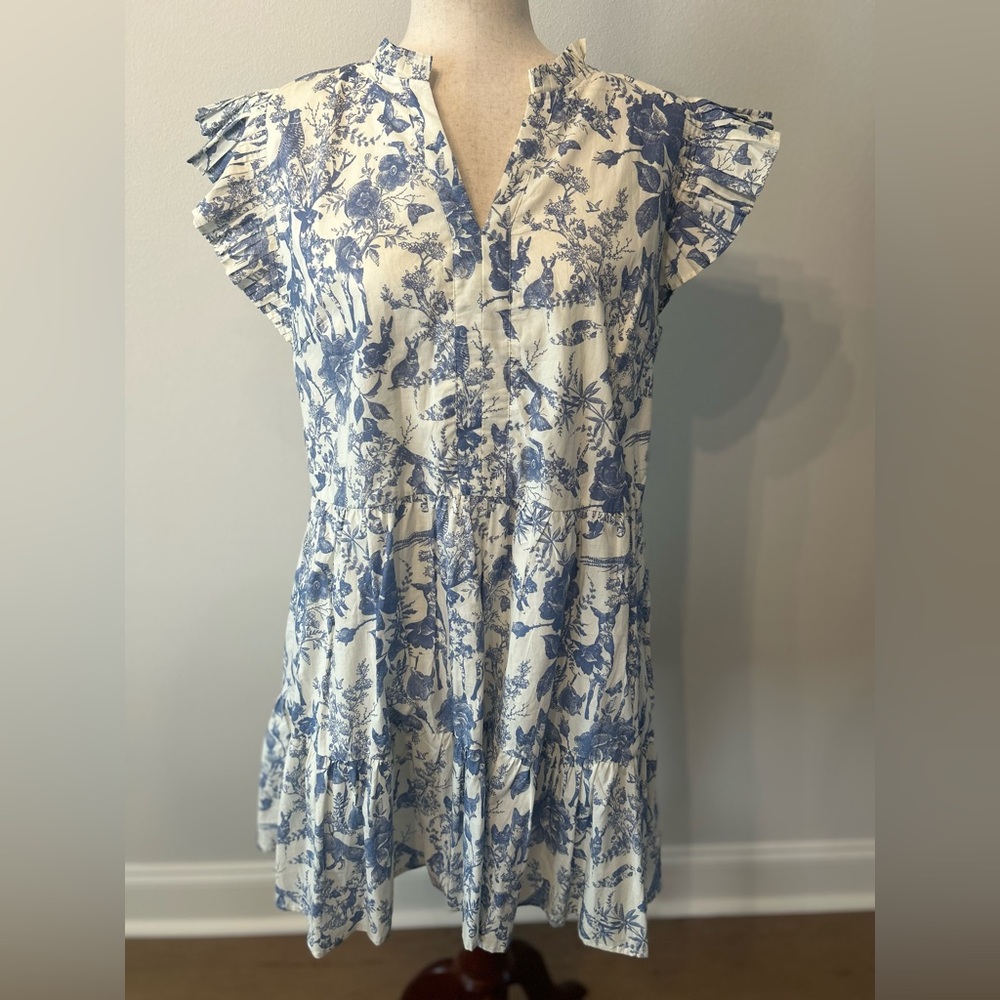 Fate Blue and White Floral Top